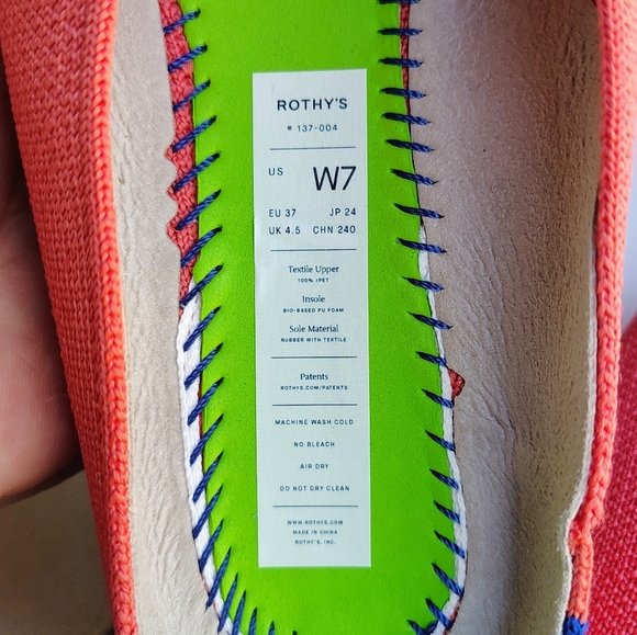 Rothy's women's the almond demi in vibrant melon super comfortable slip-on flats - Picture 10 of 13